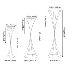 3-Pc Silver Electroplated Iron Hourglass Flower Stand Set Modern Centerpiece