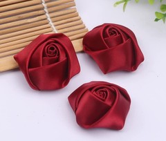 YYCRAFT 2″ Satin Rose Flower for Wedding Bride Bouquet 2″(5cm), Burgundy