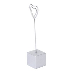1PC Heart-Shape Card Picture Memo Photo Clip Holder Cube Base Wire Clip