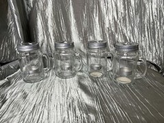 Mason Jars Lantern Tealight Holder with Wire Metal Tray Rustic Farmhouse Style