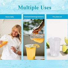 100 Pack 16OZ Clear Plastic Cups, Cold Party Drinking Cups, Clear 16oz