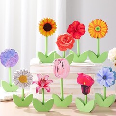 10 Pack Spring Wooden Flower Decor – Tulips & Daisies Centerpiece Signs for Home