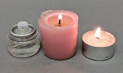 Candle Lamp Red Mosaic Shade on Brass Candle Holder&Votive Set/2 7″D 29.5″High