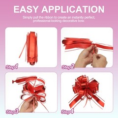 6 Pcs Large Pull Bow Gift Wrapping, 9 Inch Ribbon Organza Lake Blue Bows