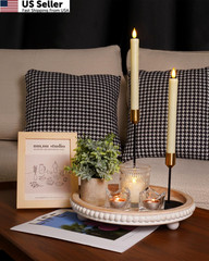 Homemory 6 Pack Flameless Taper Candles, No Remote, of 6, Ivory 6