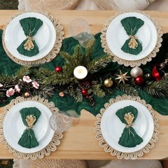Cheesecloth Table Runner 13 Ft and 13Ft Table Runner + 12 Napkins Emerald Green
