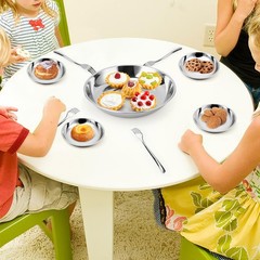 Offiper Deep Stainless Steel Plates 8 Set 7 Inch 30418/8 Metal Food Serving
