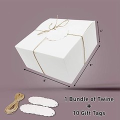 White Gift Boxes (Pack of) Size 8x8x4 Inches, Thick Paper Boxes with Lids, 10