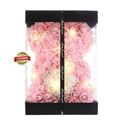 Rose Flower Bear-Hand Made Rose Teddy Bear,Best Artificial Light Pink