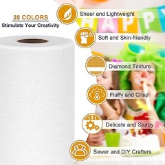 Tulle Fabric Roll 6 Inch by 100 Yards (300 ft) Tulle 6″ x 100 Yards White