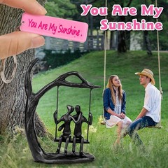 Black Iron Swing Couple Statue Gift for Anniversary, Wedding, Birthday