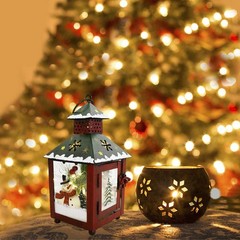 E-View Metal Christmas Lanterns with LED Lights – Decorative Snowman