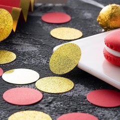 Gold and Red Confetti Table Decoration for Birthday Wedding Gold,red