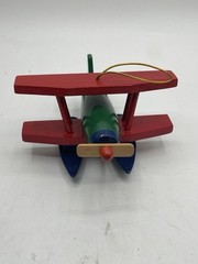 Hanging Airplane, Green, Red, Yellow, Blue, Great For Baby Room Wooden. Vintage