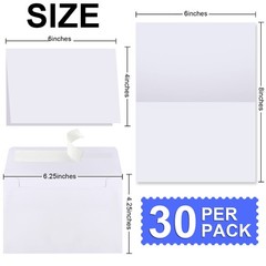 Blank Cards and Envelopes 4×6, 30 30 pcs A4 envelopes 30 cards, White