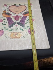 Original Hand Painted Marriage Certificate Blank Vintage Love Folk Art 16″x13″