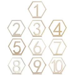 10pcs Wooden Table Numbers 1-10 Hexagon Shape Holder Base Wedding Reception