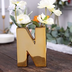 GOLD 6″ Ceramic N Symbol Flower VASE Table Centerpiece Party Events Decorations