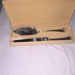 Lenox Wedding Cake Knife & Server Set, Silver Tone Glossy Metal, 2pc