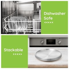 Offiper Stainless Steel Plates 8 Pack 5.5 Inch 30418/8 Metal Food Serving Plate
