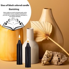Box of 12 Black Candles | 4 inches Tall & 3/4 inch Diameter Set 12,