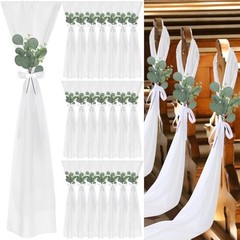 24 Set Wedding Aisle Chair Decorations for Wedding Ceremony Round Eucalyptus