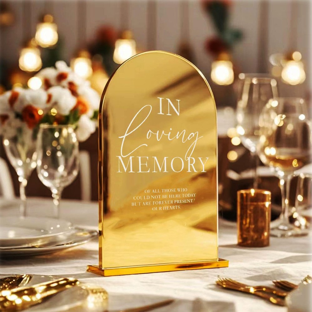 Gold Acrylic Wedding Table Centerpiece Memorial Sign In Loving Memory Decor