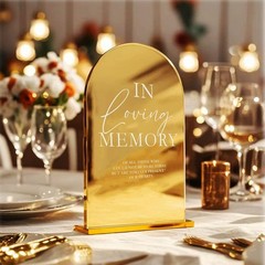 Gold Acrylic Wedding Table Centerpiece Memorial Sign In Loving Memory Decor