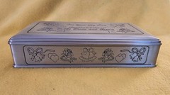 Pewter Silver Wedding Memory Box Blue Interior With Green Ribbon ￼