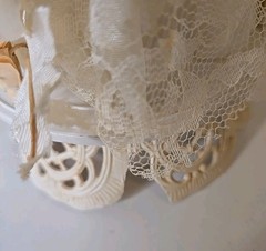 Vintage 1950s Wedding Cake Topper Bride Groom Bell Flower Arch