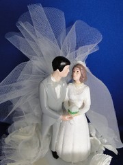 New Vintage Wilton Tender Love Wedding CakeTop, grey suit, 114-401