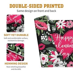 Happy Valentine’s Day Placemats Set of 4 Valentine 18x12inch Flowers Heart