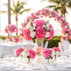 104PCS Hydrangea Artificial Flowers, Artificial Hydrangea Flowers Rose Red