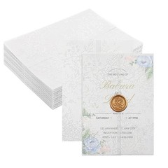 60 Pack Floral Vellum Jackets for 5×7 Invitations, Pre-Folded 115GSM Transluc…