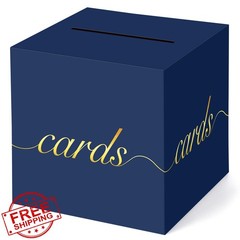 Hxezoc Navy Blue Gold Card Box Wedding Money Holder