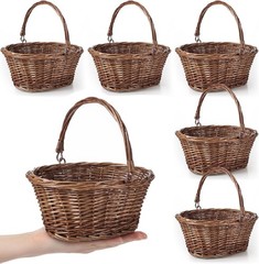 Small Wicker Basket with Handle Flower Girl Baskets Oval Willow Woven Braided…