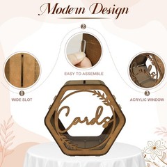 OurWarm Wedding Card Box for Party, Hexagon Brown Boxes