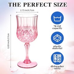 7OZ Plastic Wine Glasses, Disposable Goblets Drinking Glasses Crystal Vintage