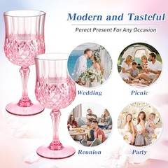 7OZ Plastic Wine Glasses, Disposable Goblets Drinking Glasses Crystal Vintage