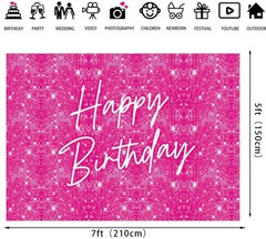 Hot Pink Shimmer Wall Backdrop for Girls Birthday 7x5FT Glitter Sequins Party…