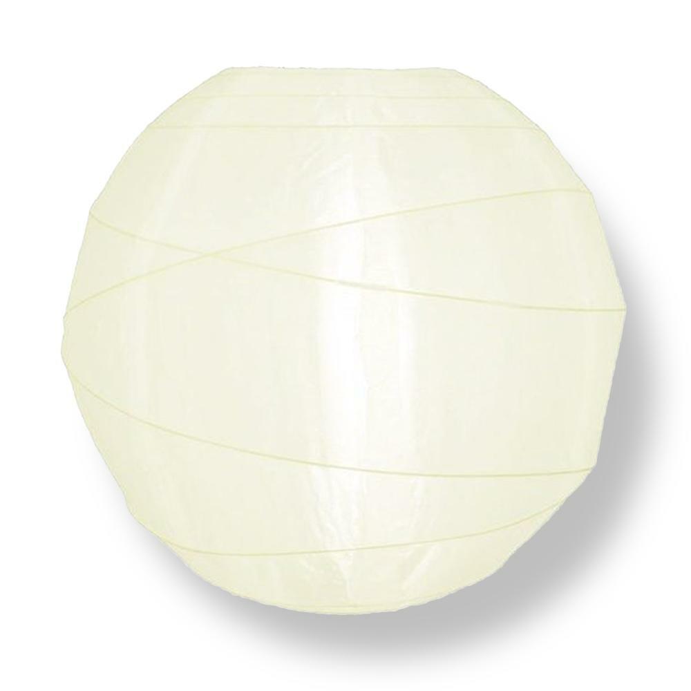 14″ Irregular Ribbed Beige / Ivory Nylon Lantern, Hanging Decoration, Durable