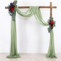 Elegant Rusts Pearls Chiffon Arch Backdrop Reusable Reception Hall Curtain