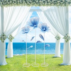 3pcs Blue Giant Artificial Flower 1.2/1.4/1.7m Decoration for Wedding Background
