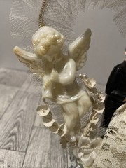 Vintage Bride Groom Wedding Topper Cherubs Arch Lace Flowers Stand 1950s 60s
