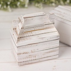 25 WHITEWASHED Favor BOXES Rustic Wooden Design Party Gift Holders Events Home