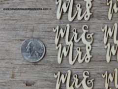 25 Cursive Mr & Mrs wood letter word embellishment Wedding Decor craft supply