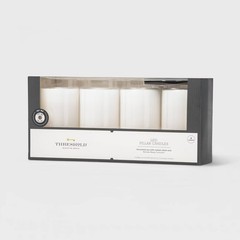 4pc Threshold 5″ x 3″ LED Flameless White Pillar Candles w/ Remote