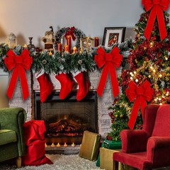 2 Pack Red Christmas Bows Outdoor approx: 11.4in x 19.6in/29cm x 50cm,