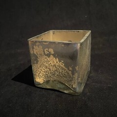 6 NIB Antiqued Silver “Mercury” Glass 3” Square Cube Votive Vase, Wedding, Event
