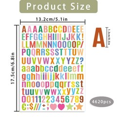 4620 Letter Stickers 30 Sheets Alphabet Stickers 0.5in Vinyl Self-Adhesive Al…